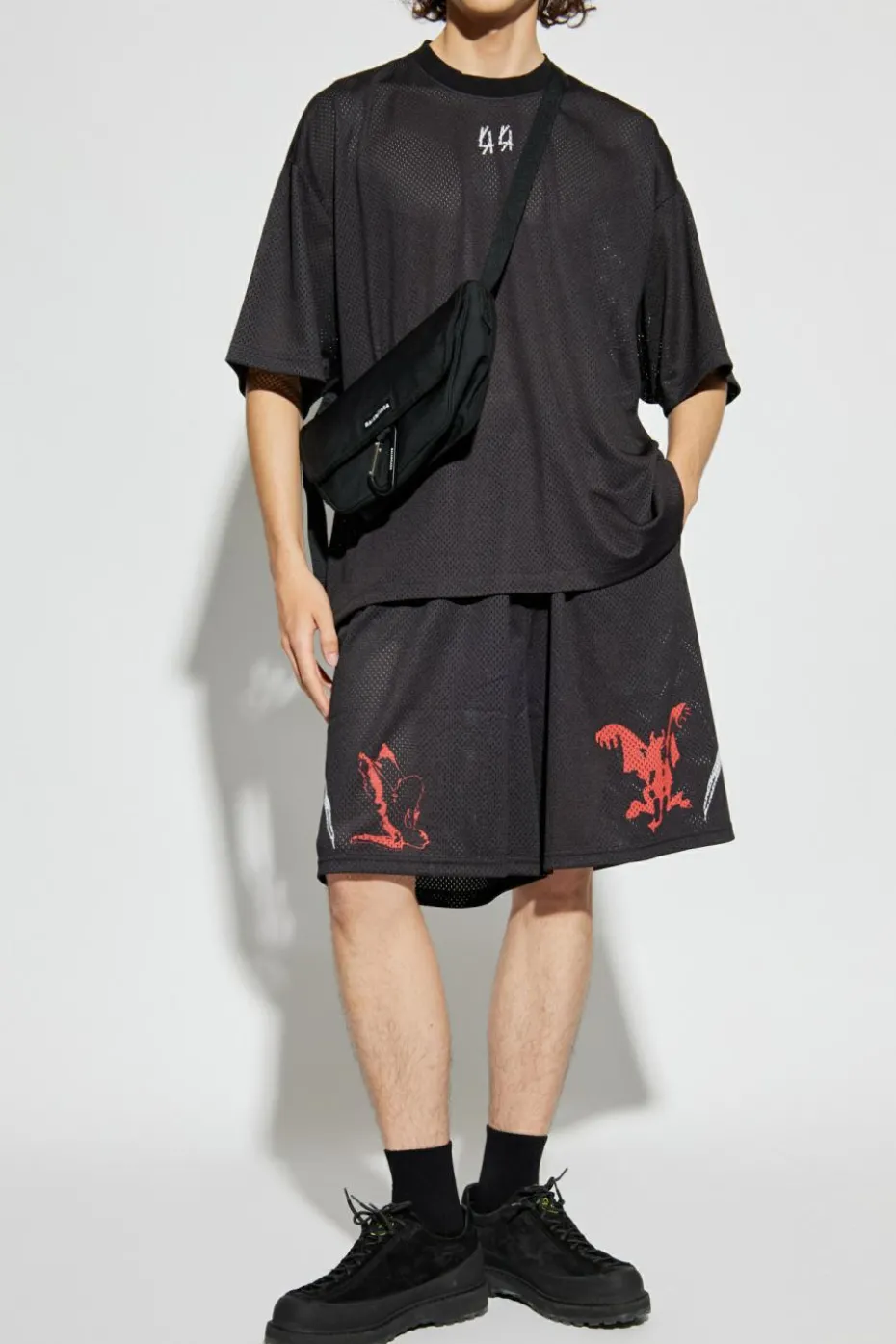 44 Label Group BLACK Perforated shorts