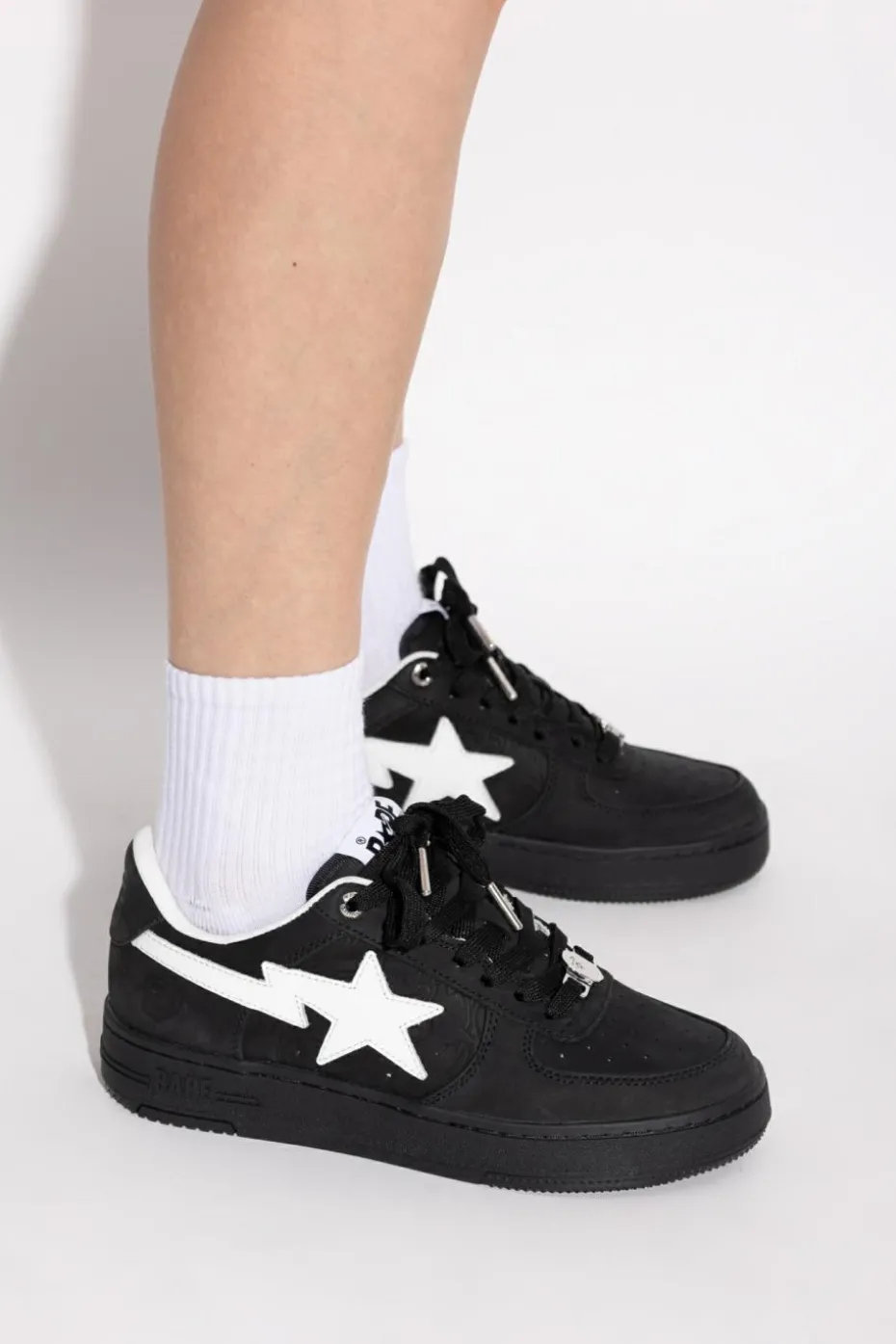 A BATHING APE® BLACK Sports shoes with logo