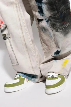 A BATHING APE® GREEN Sports shoes with logo