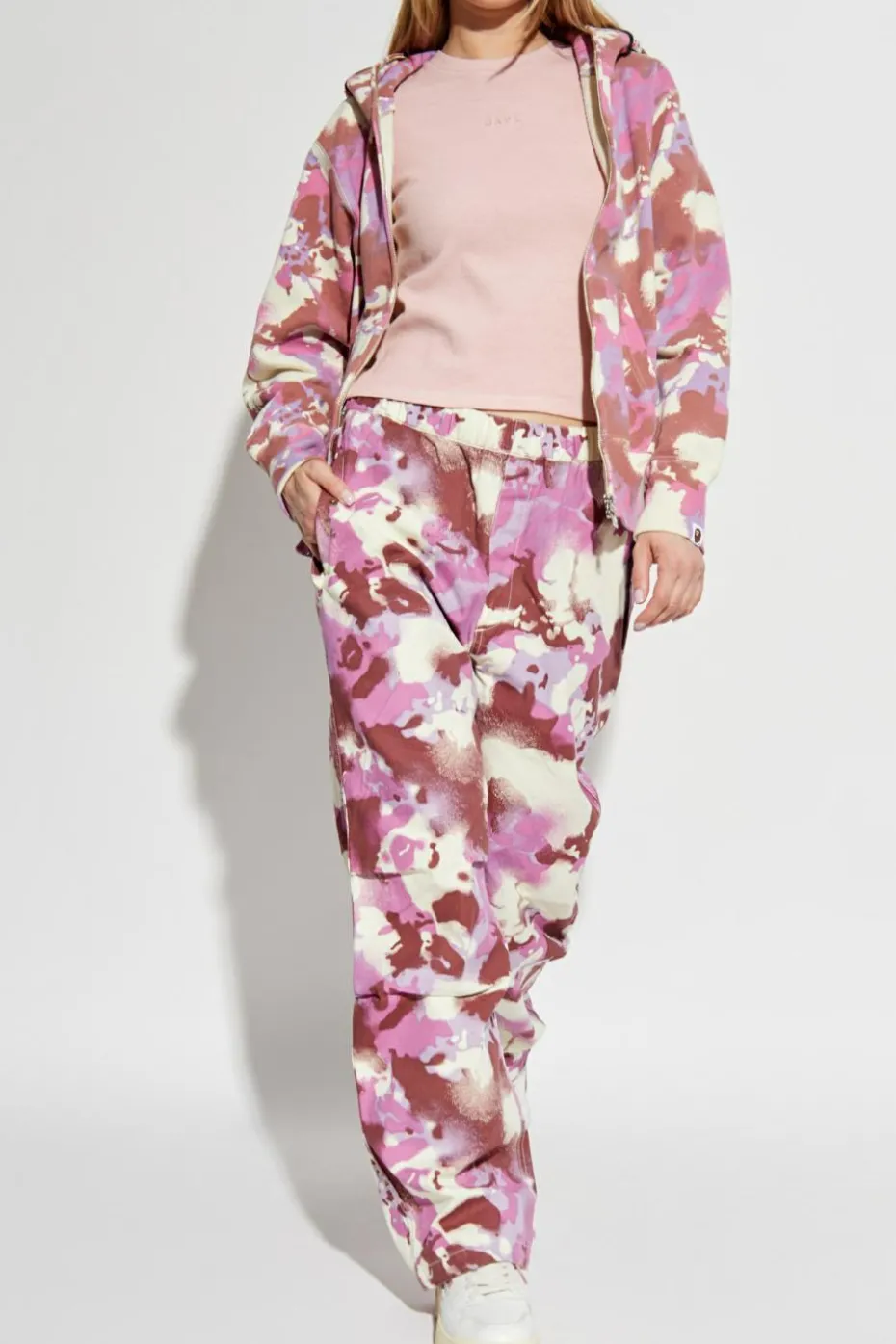 A BATHING APE® PINK Pants with camouflage effect