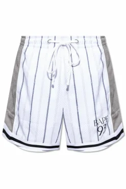A BATHING APE® WHITE Shorts with printed logo