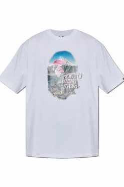 A BATHING APE® WHITE T-shirt with colorful print