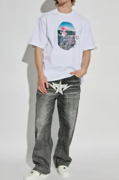 A BATHING APE® WHITE T-shirt with colorful print