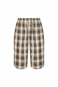 Acne Studios beige Plaid pattern shorts