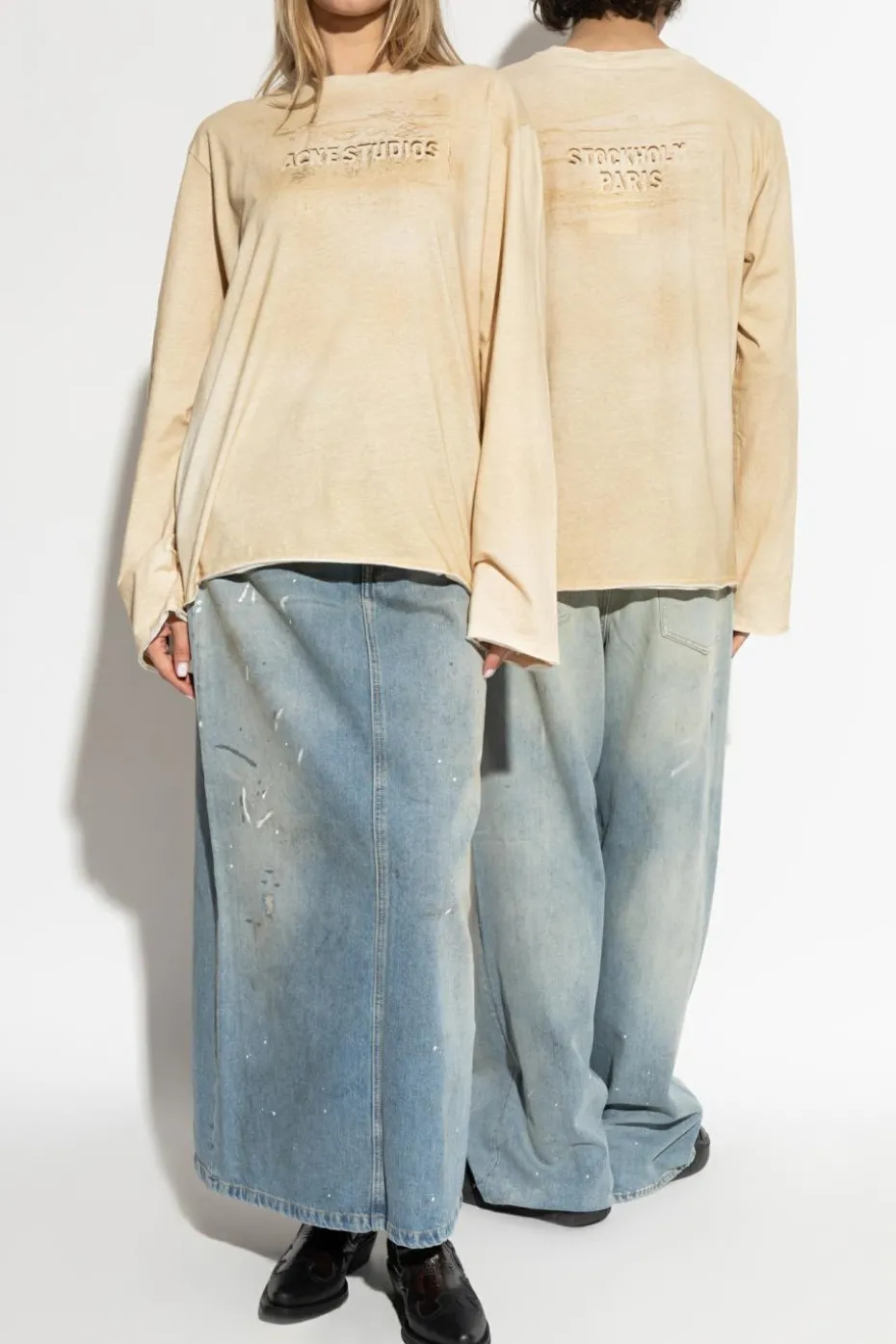 Acne Studios beige T-shirt with logo