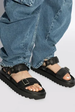 Acne Studios BLACK Leather sandals with buckle