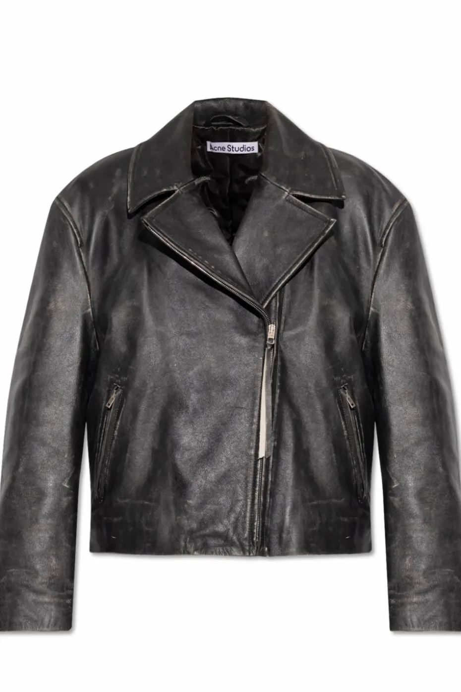 Acne Studios BLACK Leather jacket with a 'vintage' effect