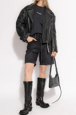 Acne Studios BLACK Leather jacket with a 'vintage' effect