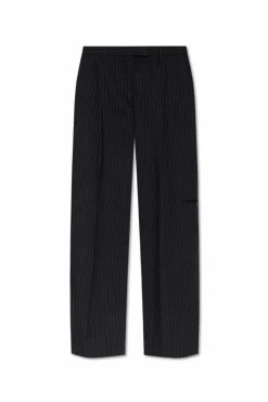 Acne Studios BLACK Pinstriped pleated trousers