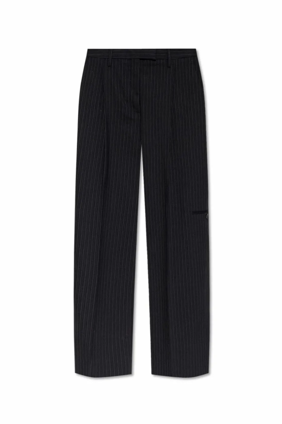 Acne Studios BLACK Pinstriped pleated trousers