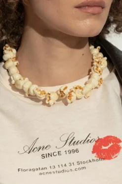 Acne Studios cream Necklace with popcorn motif
