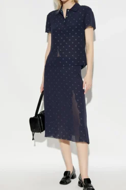 Acne Studios NAVY BLUE Polka dot pattern skirt