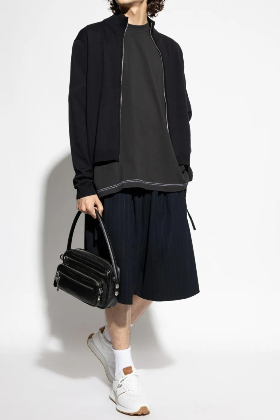 Acne Studios NAVY BLUE Striped pattern shorts