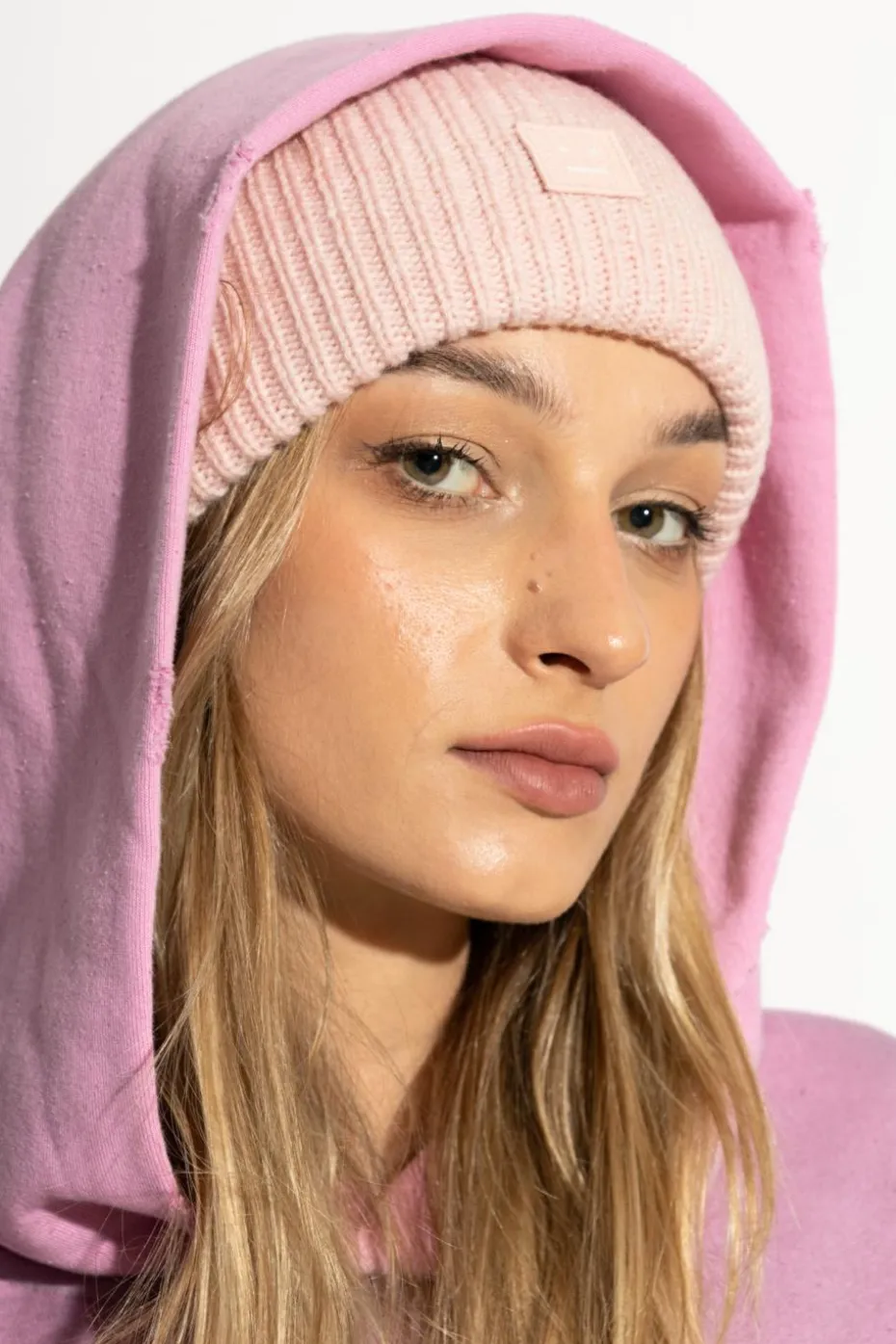 Acne Studios PINK Woolen hat with logo
