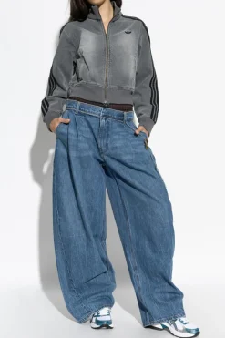 ADIDAS Originals GREY Denim jacket with stand-up collar