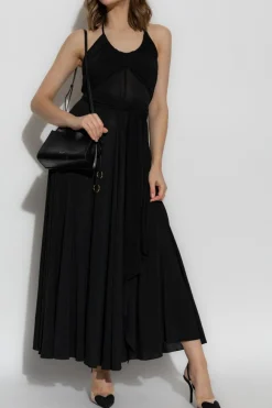Alaïa BLACK Asymmetrical off-the-shoulder dress
