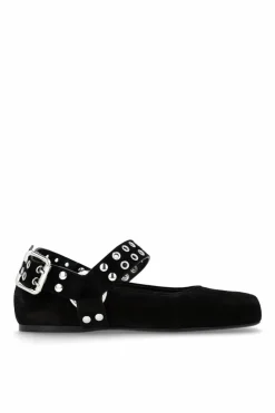 Alaïa BLACK Suede ballet flats `Biker`