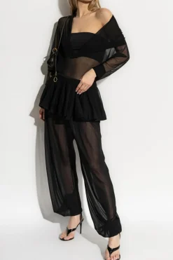 Alaïa BLACK Transparent bodysuit with hood
