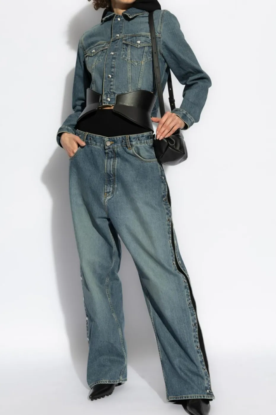 Alaïa BLUE Jeans with detachable side stripes