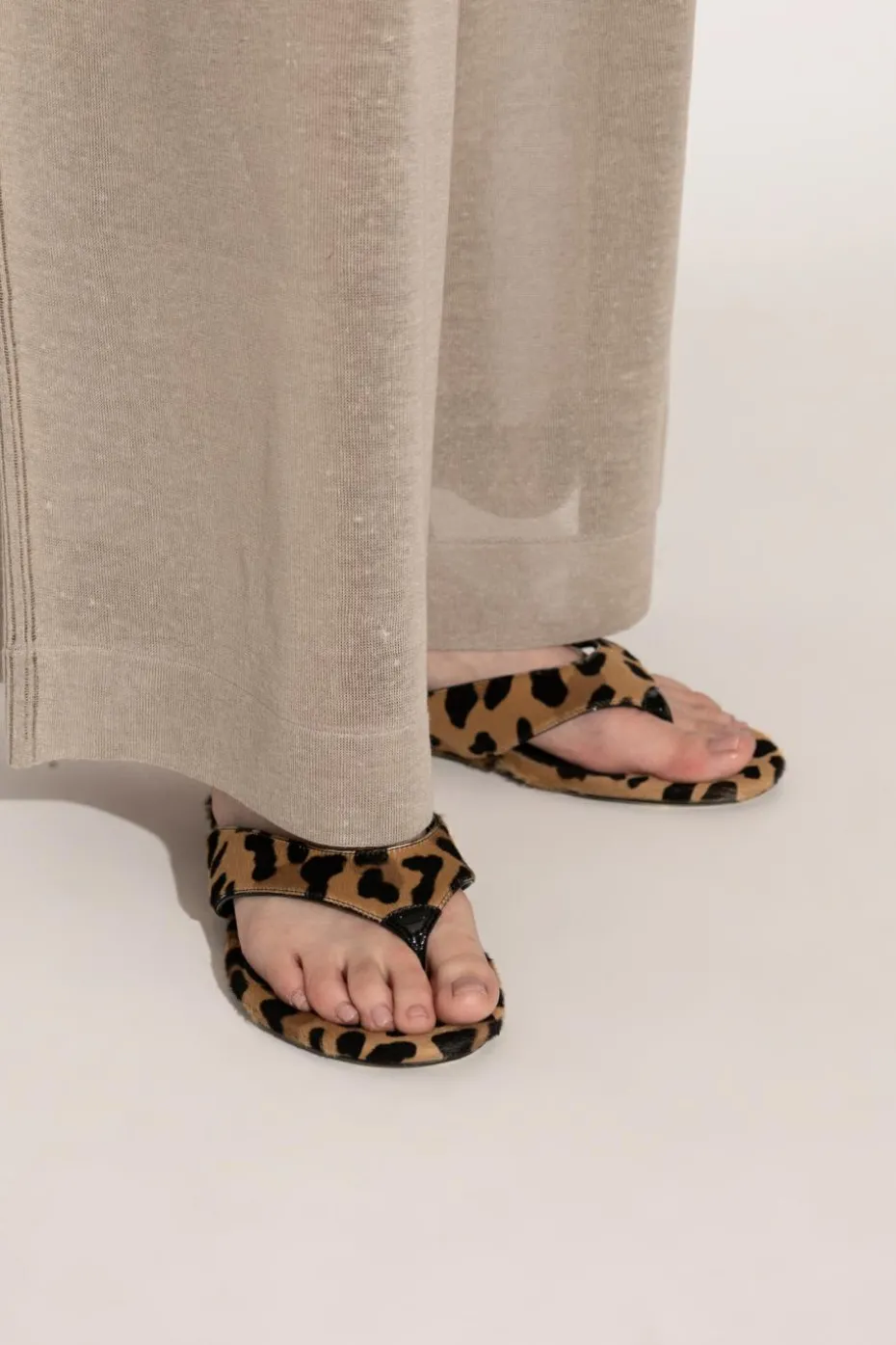 Alaïa BROWN Animal print slides