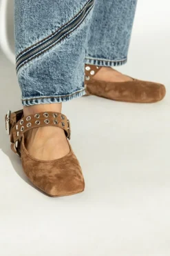 Alaïa BROWN Suede ballerinas "Biker"