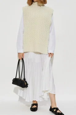 Alaïa cream Wool poncho with turtleneck