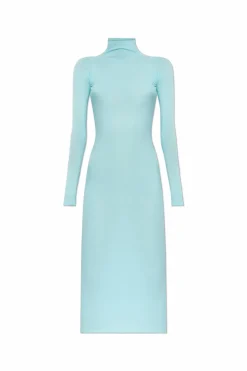 Alaïa light blue Turtleneck dress