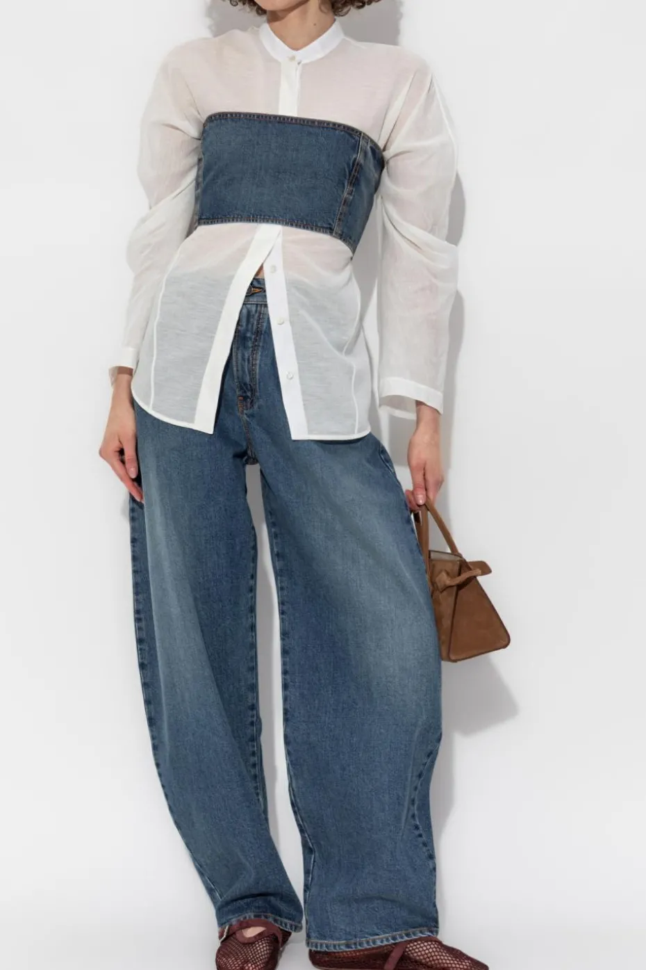 Alaïa WHITE Shirt with a stand-up collar