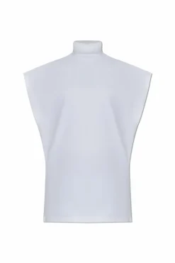 Alaïa WHITE Top with a stiffened stand-up collar