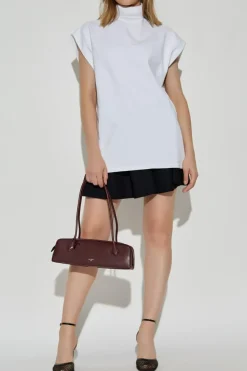 Alaïa WHITE Top with a stiffened stand-up collar