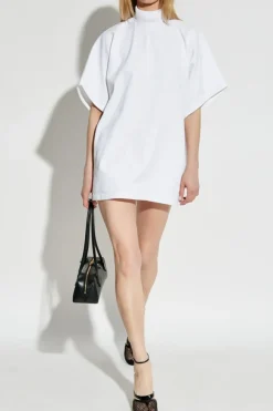 Alaïa WHITE Top with a stiff stand-up collar