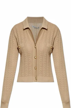 Alessandra Rich beige Cardigan with decorative knit