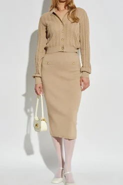 Alessandra Rich beige Skirt with decorative pockets