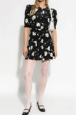 Alessandra Rich BLACK Floral motif dress
