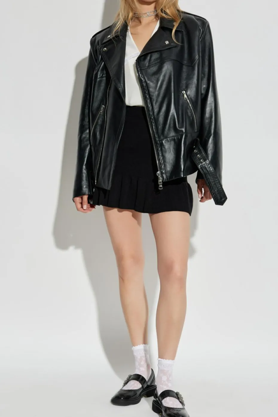 Alessandra Rich BLACK Leather jacket