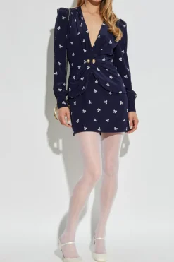 Alessandra Rich NAVY BLUE Dress with decorative print