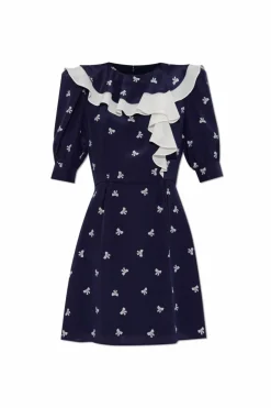 Alessandra Rich NAVY BLUE Dress with bow motif