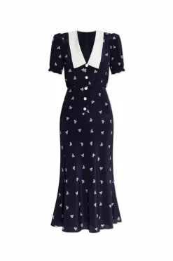 Alessandra Rich NAVY BLUE Dress with decorative print
