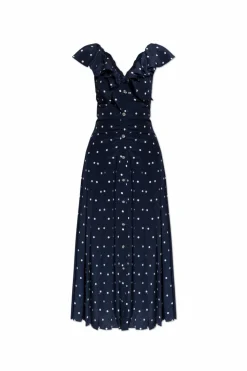 Alessandra Rich NAVY BLUE Dress with polka dot pattern