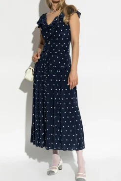 Alessandra Rich NAVY BLUE Dress with polka dot pattern