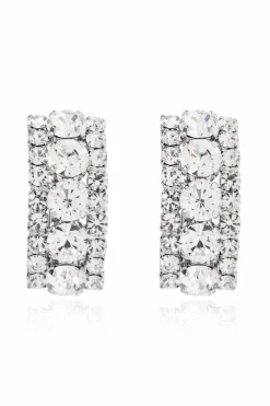 Alessandra Rich SILVER Clip-on earrings with shimmering crystals