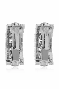 Alessandra Rich SILVER Clip-on earrings with shimmering crystals