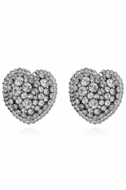 Alessandra Rich SILVER Clip-on earrings with shimmering crystals