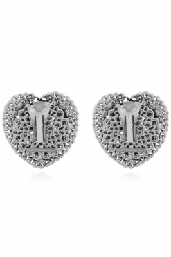 Alessandra Rich SILVER Clip-on earrings with shimmering crystals