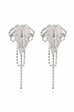 Alessandra Rich SILVER Clip-on earrings with shimmering crystals