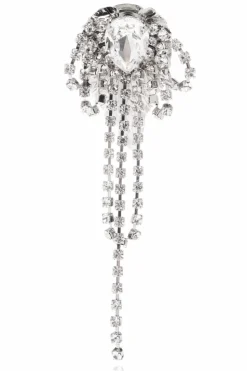 Alessandra Rich SILVER Clip-on earrings with shimmering crystals