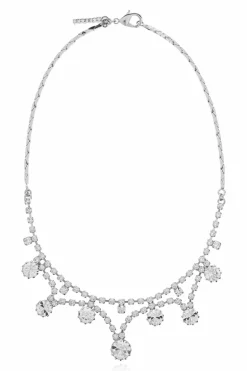 Alessandra Rich SILVER Necklace with shimmering crystals