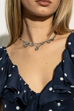 Alessandra Rich SILVER Necklace with shimmering crystals