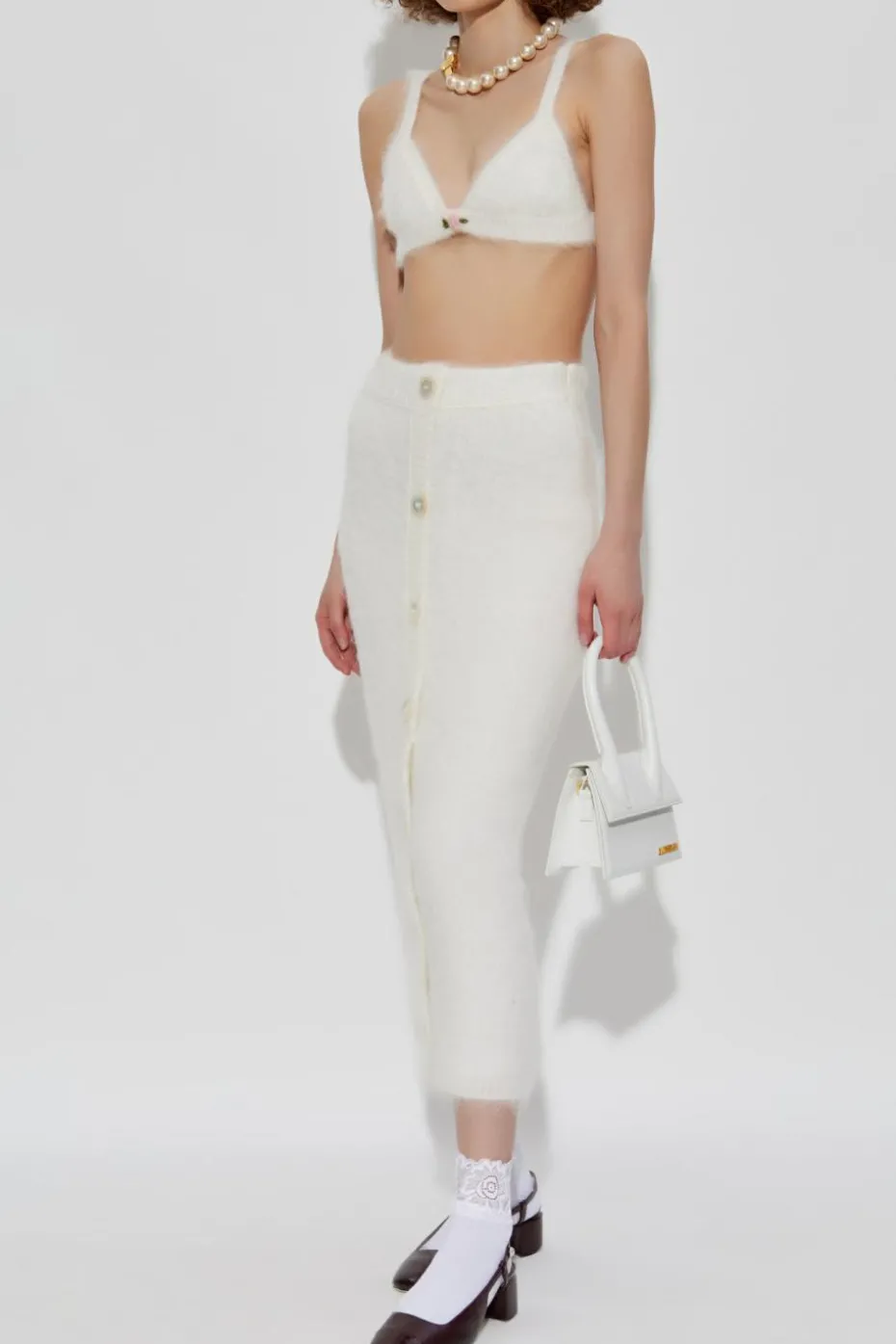 Alessandra Rich WHITE Wool bra