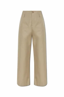 Alexander McQueen beige Cotton straight-leg trousers